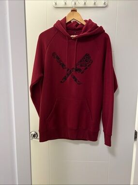 Men's Crewneck Hoodie in Burgundy with Subtle Chest Graphic